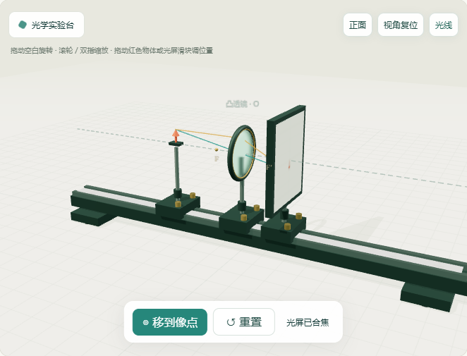 凸透镜器材实验的真实场景截图
